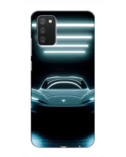 Чехол для Samsung Galaxy M02s с картинкой «Tesla в неоне»