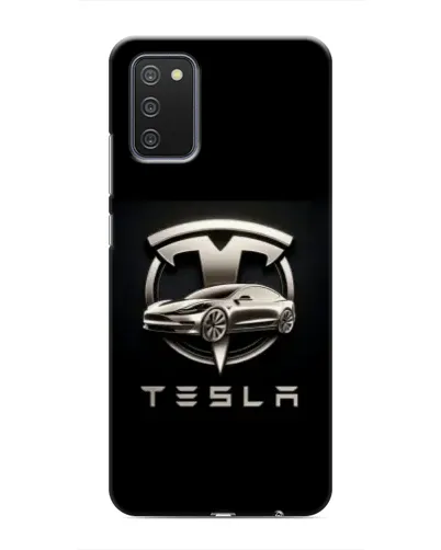Чехол для Samsung Galaxy M02s с картинкой «Tesla — серебристое авто»