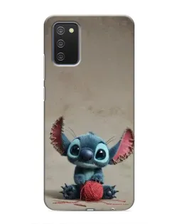 Чехол для Samsung Galaxy M02s с картинкой «Стич на коричневом фоне»