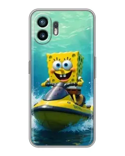 Чехол для Samsung Galaxy M07 с картинкой «Спанч Боб на гидроцикле»