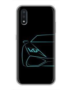 Чехол для Samsung Galaxy M10 (M105) с картинкой «Голубой силуэт Lamborghini»
