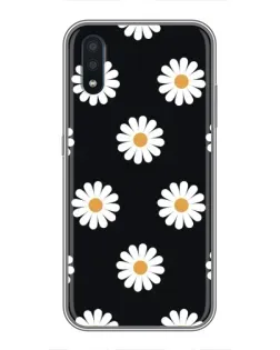 Чохол для Samsung Galaxy M10 (M105) з картинкою «Ромашки на чорному»