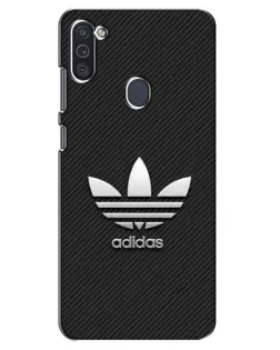 Чехол для Samsung Galaxy M11 с картинкой «Adidas Карбоновая текстура»