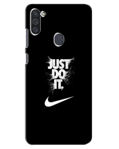 Чехол для Samsung Galaxy M11 с картинкой «Текстовый принт Nike»