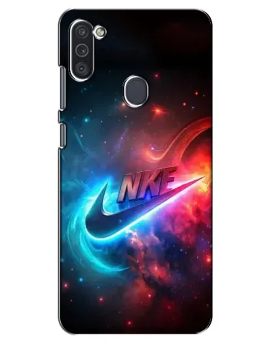 Чехол для Samsung Galaxy M11 с картинкой «Огненный логотип Nike»