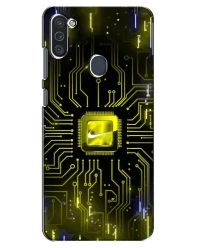 Чехол для Samsung Galaxy M11 с картинкой «Nike — золотая искра»