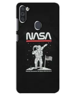 Чехол для Samsung Galaxy M11 с картинкой «NASA — шагаем по Луне»