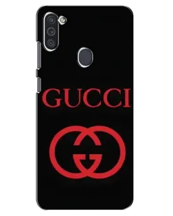 Чехол для Samsung Galaxy M11 с картинкой «Gucci — красный логотип»