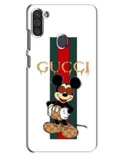 Чехол для Samsung Galaxy M11 с картинкой «Микки Маус Gucci — полосы»