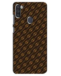 Чехол для Samsung Galaxy M11 с картинкой «Gucci — золотые диагонали»