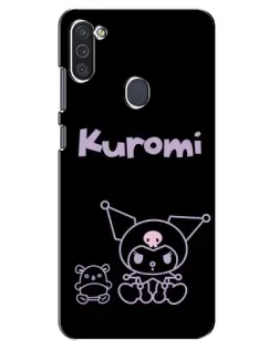 Чехол для Samsung Galaxy M11 с картинкой «Kuromi — черный минимализм»