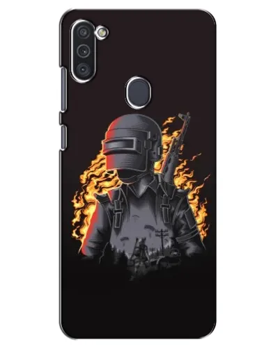 Чехол для Samsung Galaxy M11 с картинкой «PUBG — огненный силуэт»