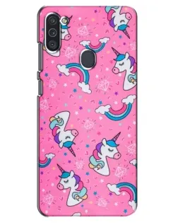 Чехол для Samsung Galaxy M11 с картинкой «Unicorn паттерн розовый»