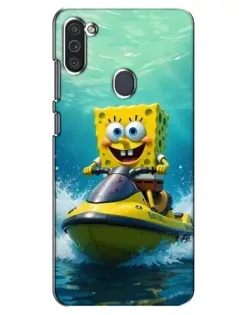 Чехол для Samsung Galaxy M11 с картинкой «Спанч Боб на гидроцикле»