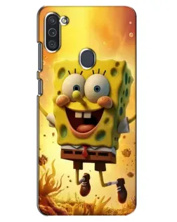 Чехол для Samsung Galaxy M11 с картинкой «Губка Боб прыгает»