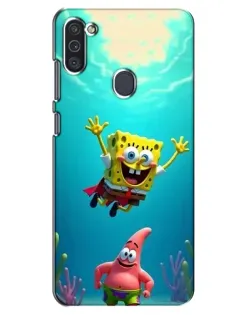 Чехол для Samsung Galaxy M11 с картинкой «Спанч Боб под водой»