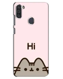 Чехол для Samsung Galaxy M11 с картинкой «Пушин говорит Hi»