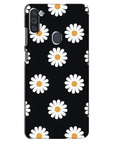Чехол для Samsung Galaxy M11 с картинкой «Ромашки на черном»