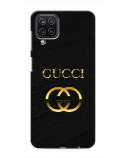 Чохол для Samsung Galaxy M12 з картинкою «Золотий логотип Gucci»