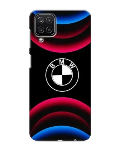 Чехол для Samsung Galaxy M12 с картинкой «Логотип BMW и неоновые дуги»