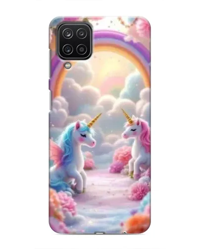 Чехол для Samsung Galaxy M12 с картинкой «Радуга и единороги»