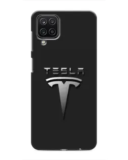 Чохол для Samsung Galaxy M12 з картинкою «Сталевий логотип Tesla» Чохол для Samsung Galaxy M12 з картинкою «Сталевий логотип Tesla»
