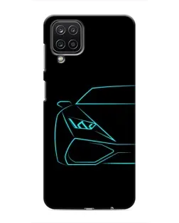 Чехол для Samsung Galaxy M12 с картинкой «Голубой силуэт Lamborghini»