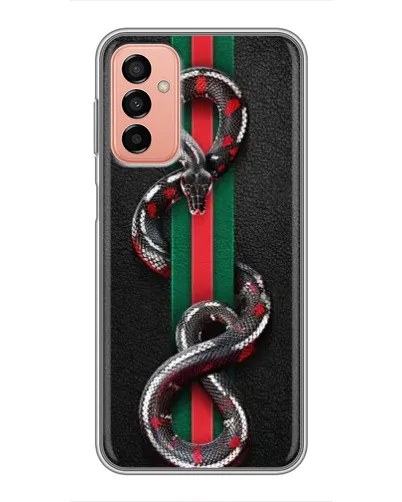 Чехол для Samsung Galaxy M13 с картинкой «Gucci — змея на полосе» Чехол для Samsung Galaxy M13 с картинкой «Gucci — змея на полосе»