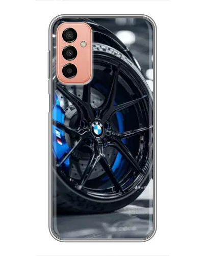 Чехол для Samsung Galaxy M13 с картинкой «Колесо BMW вблизи»