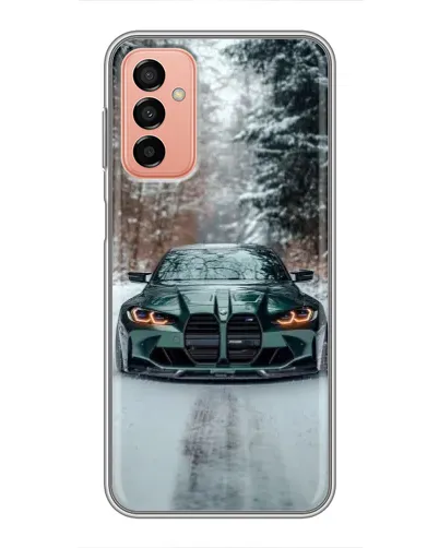 Чехол для Samsung Galaxy M13 с картинкой «BMW в зимнем лесу»