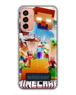 Чехол для Samsung Galaxy M13 с картинкой «Minecraft герои игры»