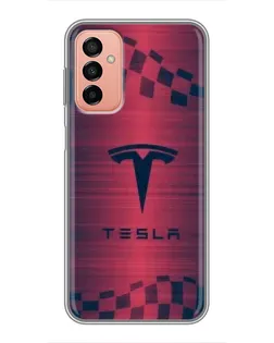 Чехол для Samsung Galaxy M13 с картинкой «Тесла красный карбон»