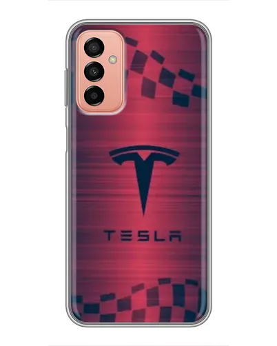 Чехол для Samsung Galaxy M13 с картинкой «Тесла красный карбон»