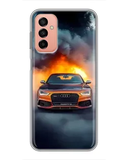 Чехол для Samsung Galaxy M13 с картинкой «Audi в огненном дыму»