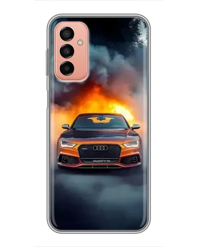 Чехол для Samsung Galaxy M13 с картинкой «Audi в огненном дыму»
