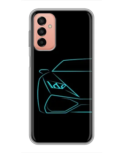 Чехол для Samsung Galaxy M13 с картинкой «Голубой силуэт Lamborghini»