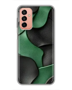 Чехол для Samsung Galaxy M13 с картинкой «Зеленые кожаные волны»