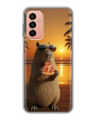 Чехол для Samsung Galaxy M13 с картинкой «Капибара с пиццей»
