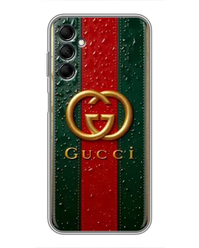 Чехол для Samsung Galaxy M14 5g (M146) с картинкой «Gucci — фирменная полоса и золото» Чехол для Samsung Galaxy M14 5g (M146) с картинкой «Gucci — фирменная полоса и золото»