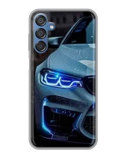 Чехол для Samsung Galaxy M15 (M156) с картинкой «Взгляд BMW с синими фарами»