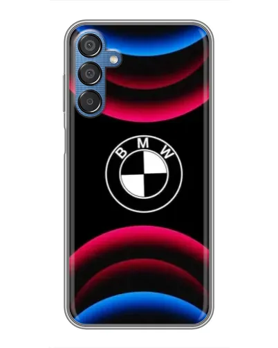 Чехол для Samsung Galaxy M15 (M156) с картинкой «Логотип BMW и неоновые дуги»