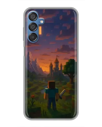 Чехол для Samsung Galaxy M15 (M156) с картинкой «Стив у башни» Чехол для Samsung Galaxy M15 (M156) с картинкой «Стив у башни»