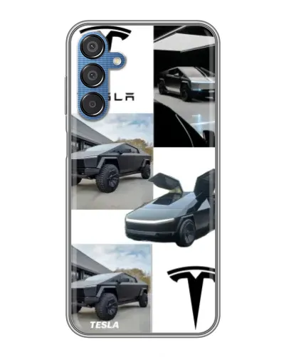 Чехол для Samsung Galaxy M15 (M156) с картинкой «Коллаж Cybertruck Tesla»