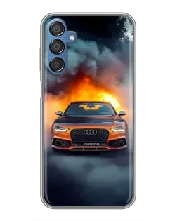 Чехол для Samsung Galaxy M15 (M156) с картинкой «Audi в огненном дыму» Чехол для Samsung Galaxy M15 (M156) с картинкой «Audi в огненном дыму»