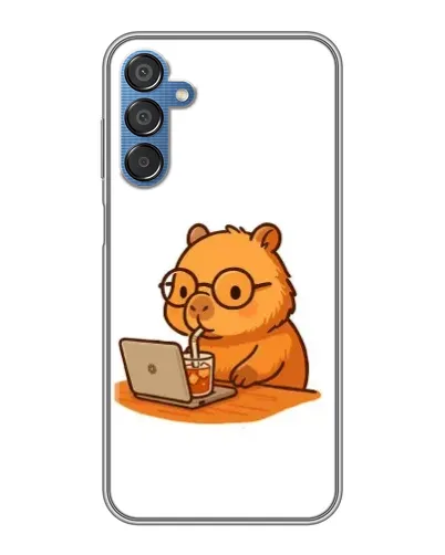 Чехол для Samsung Galaxy M15 (M156) с картинкой «Капибара с ноутбуком»