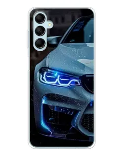 Чехол для Samsung Galaxy M16 с картинкой «Взгляд BMW с синими фарами»