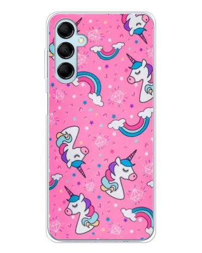 Чехол для Samsung Galaxy M16 с картинкой «Unicorn паттерн розовый»