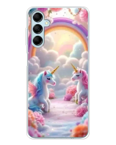 Чехол для Samsung Galaxy M16 с картинкой «Радуга и единороги»