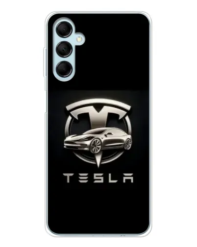 Чехол для Samsung Galaxy M16 с картинкой «Tesla — серебристое авто»