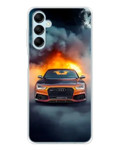 Чехол для Samsung Galaxy M16 с картинкой «Audi в огненном дыму»